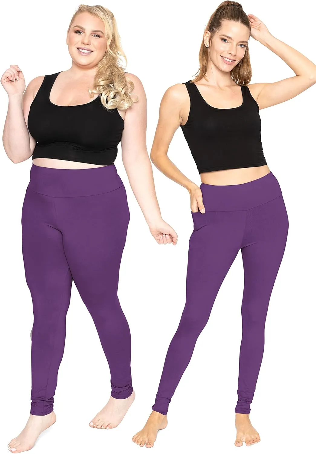 STRETCH IS COMFORT Women and Plus Size High Waist Biker Shorts, Full, and Knee Length Leggings with Pocket
