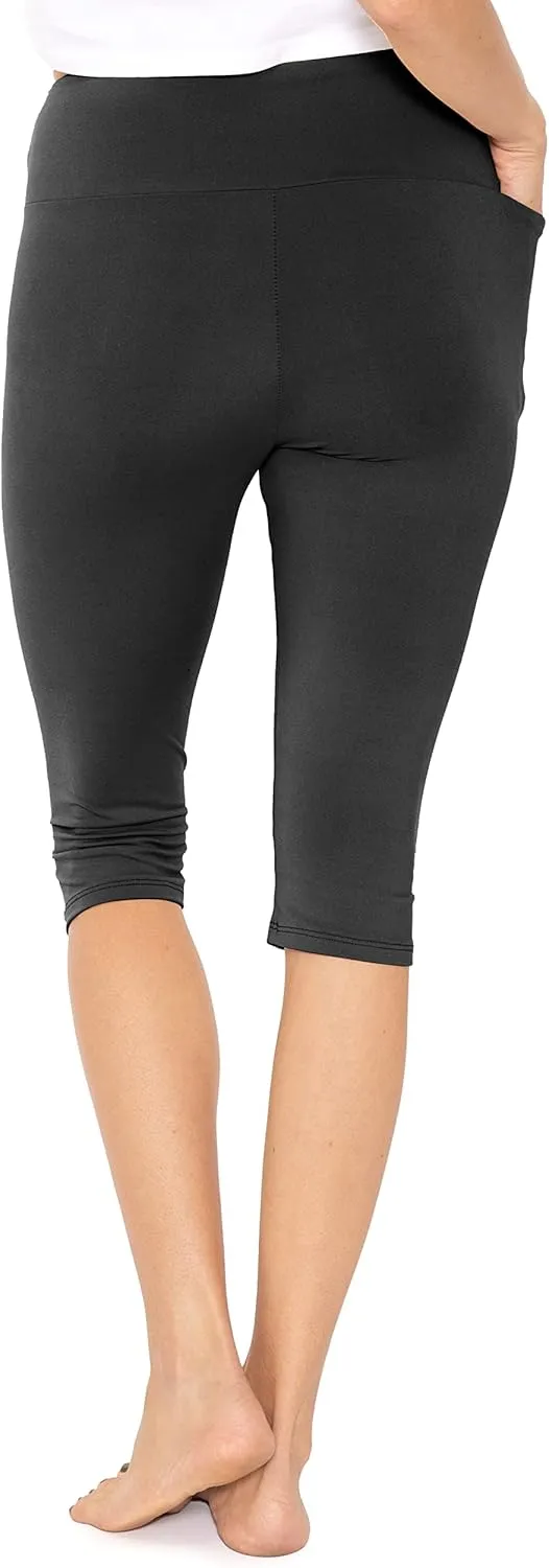 STRETCH IS COMFORT Women and Plus Size High Waist Biker Shorts, Full, and Knee Length Leggings with Pocket