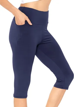 STRETCH IS COMFORT Women and Plus Size High Waist Biker Shorts, Full, and Knee Length Leggings with Pocket