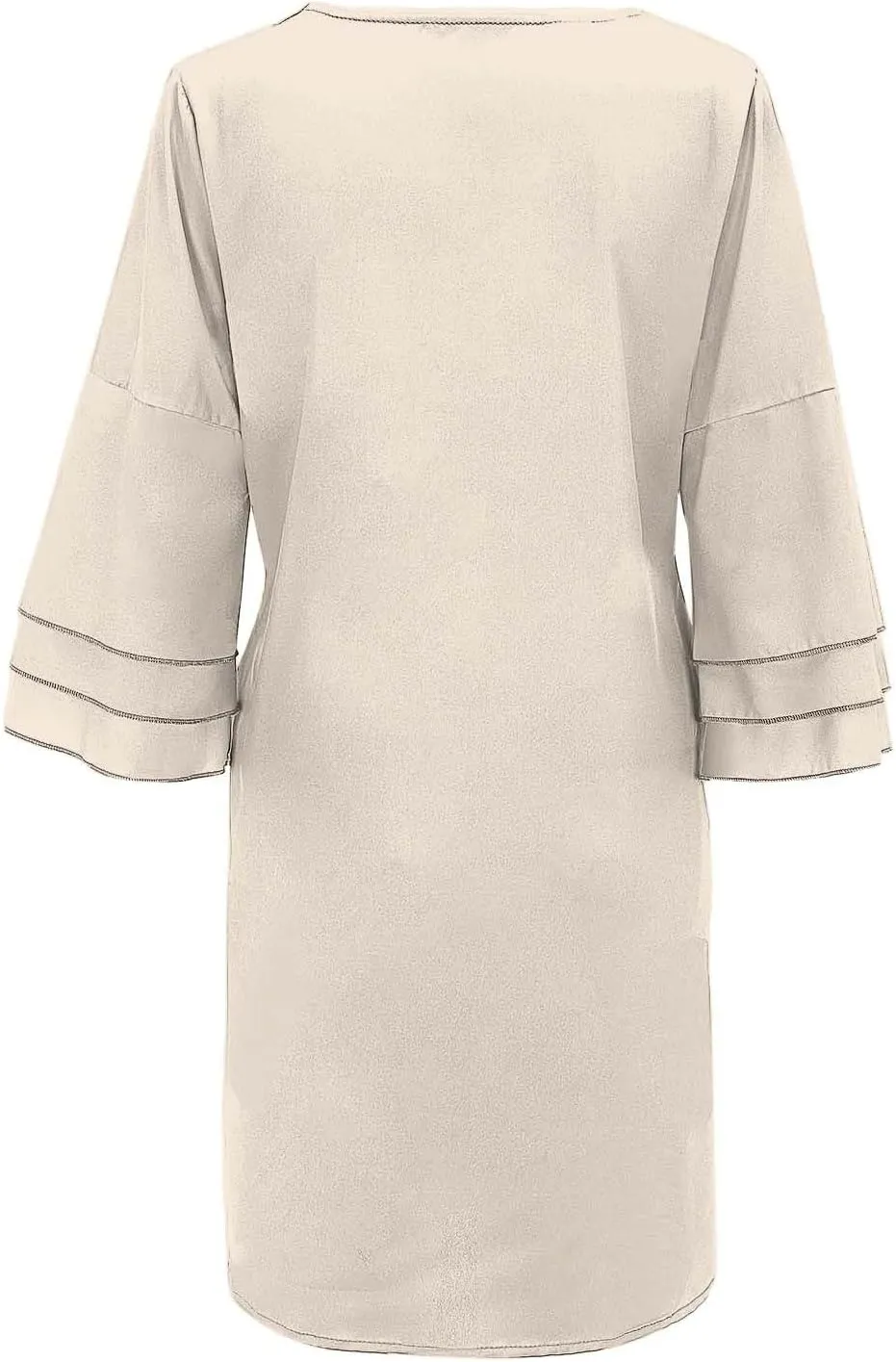 Summer Dresses for Women 2025 Casual V Neck 3/4 Petal Bell Sleeve Mini Dresses Plus Size Loose Flowy Beach Sundresses
