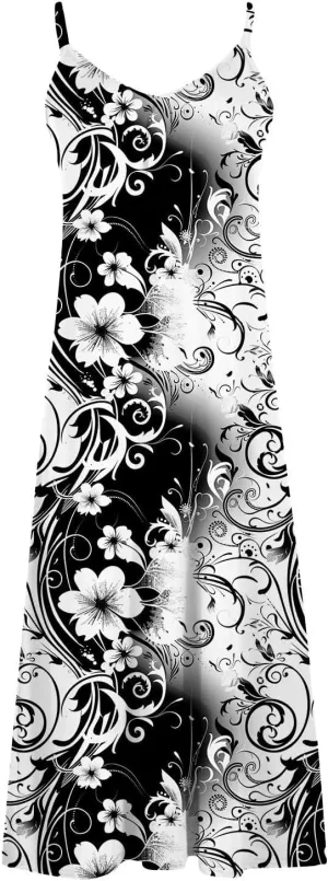 Summer Dresses for Women 2025 Vacation Casual Plus Size Maxi Beach Sun Dress Boho Flowy Long Suspender Sundress