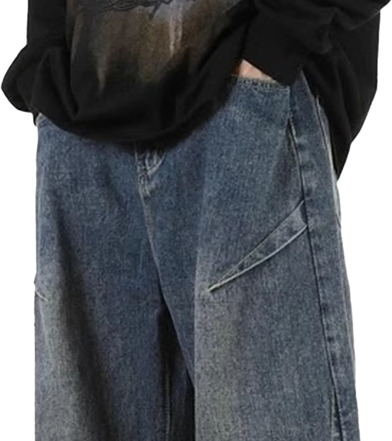 Summer Men's Loose Jeans Mid Rise Retro Trend Straight Jeans Classic Wide Leg Casual Denim Casual Pants Basic Style