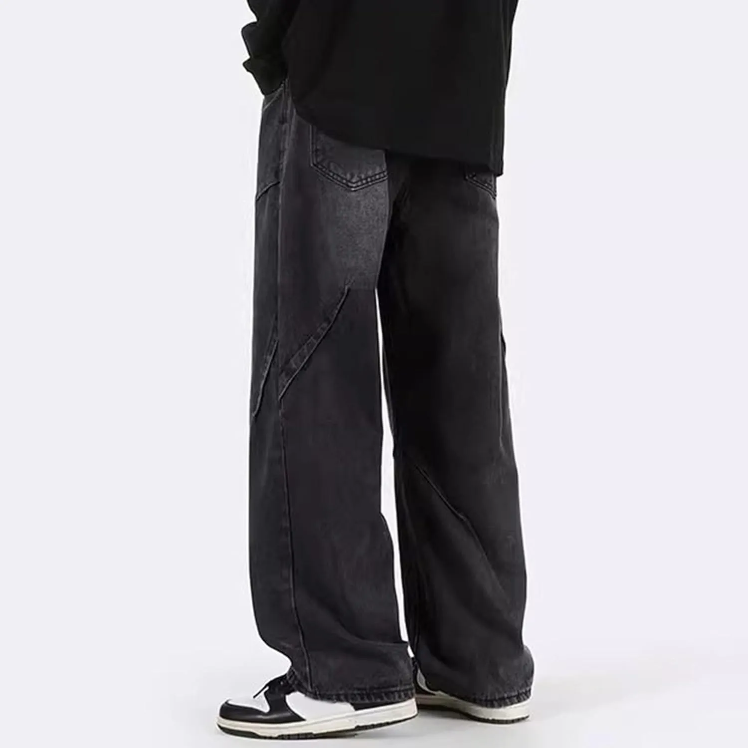 Summer Men's Loose Jeans Mid Rise Retro Trend Straight Jeans Classic Wide Leg Casual Denim Casual Pants Basic Style
