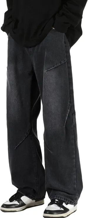 Summer Men's Loose Jeans Mid Rise Retro Trend Straight Jeans Classic Wide Leg Casual Denim Casual Pants Basic Style
