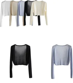 Sun Knit Cardigan Women's Thin Ice Silk Coat Shawl Air-Conditioned Shirt with Slip Skirt