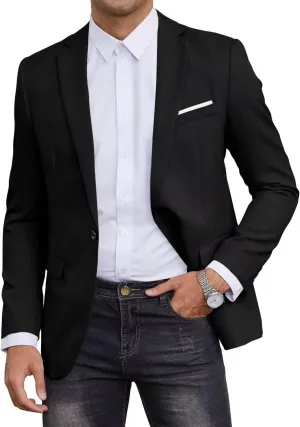 SUZHIMO Mens Casual Blazer Sport Coats One Button Lightweight Knit Textured Suit Jackets for Men