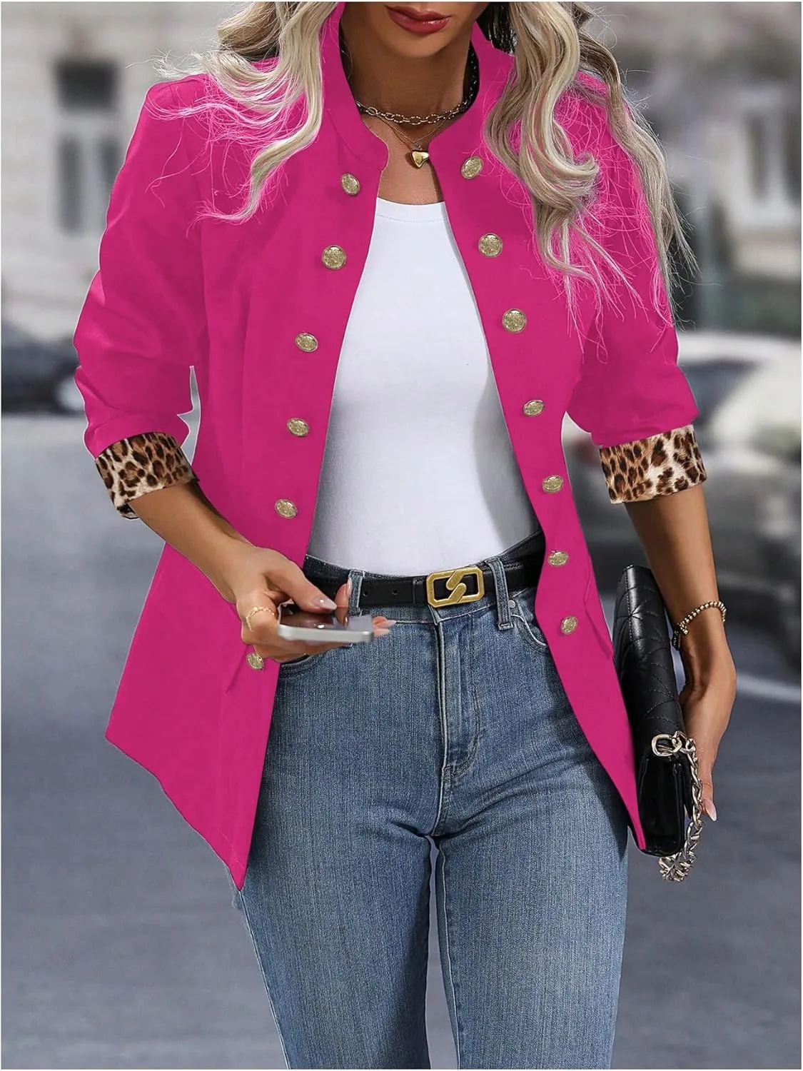 SweatyRocks Women's Casual Blazers Button Open Front Lightweight Work Office Suit Jackets Blazer