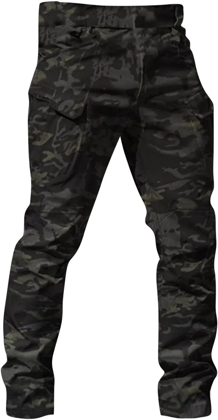 Tactical Pants for Men Stretch Relaxed Fit Waterproof Hiking Pants Lightweight Flex Camo Cargo Pants with Pockets