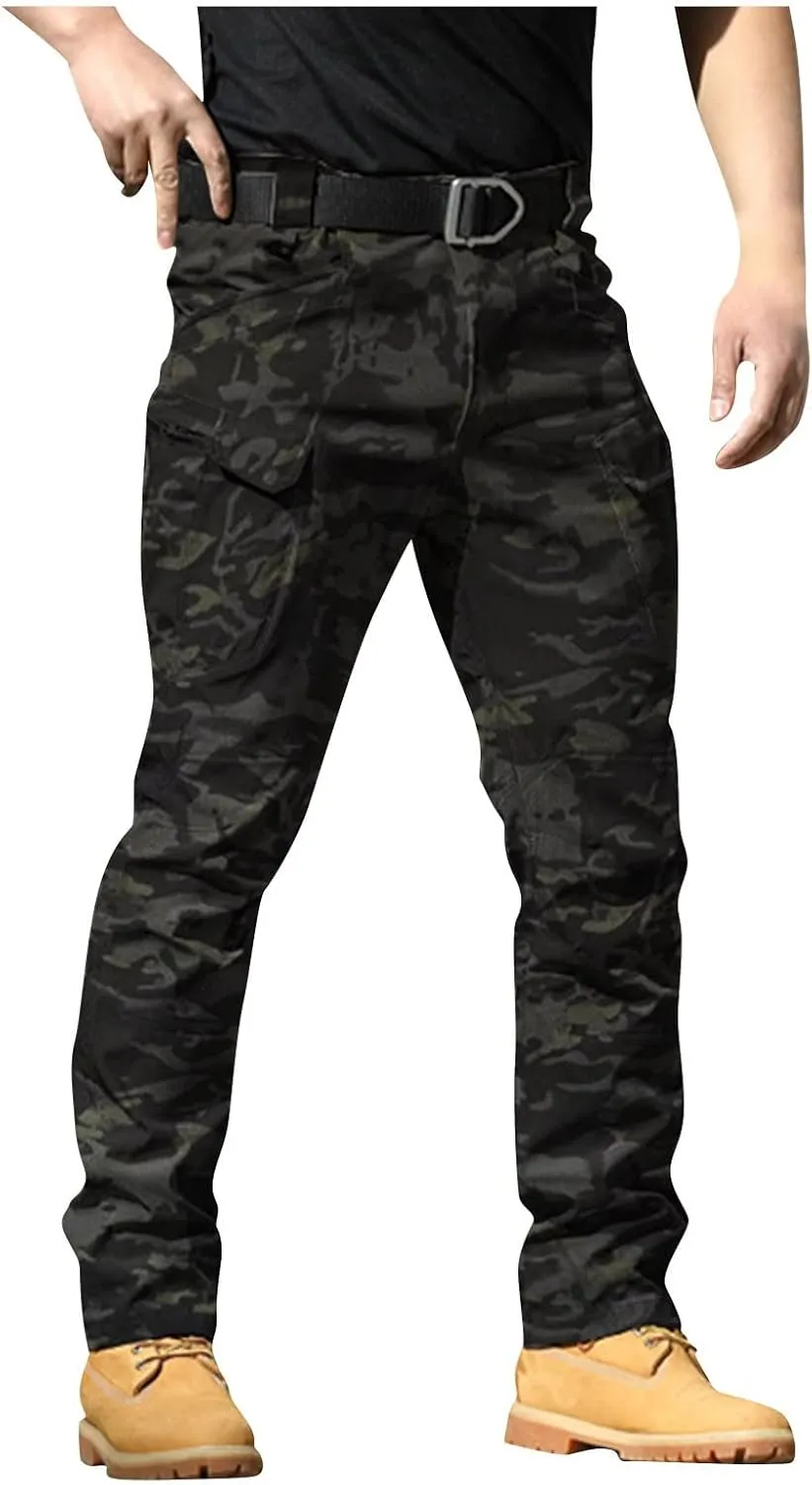 Tactical Pants for Men Stretch Relaxed Fit Waterproof Hiking Pants Lightweight Flex Camo Cargo Pants with Pockets