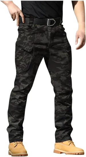 Tactical Pants for Men Stretch Relaxed Fit Waterproof Hiking Pants Lightweight Flex Camo Cargo Pants with Pockets