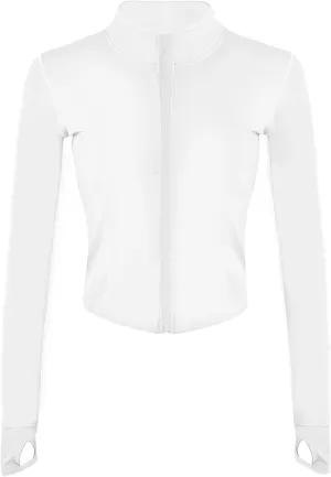 Tanming Women's Full Zip Seamless Workout Jacket Running Yoga Slim Fit Track Jacket