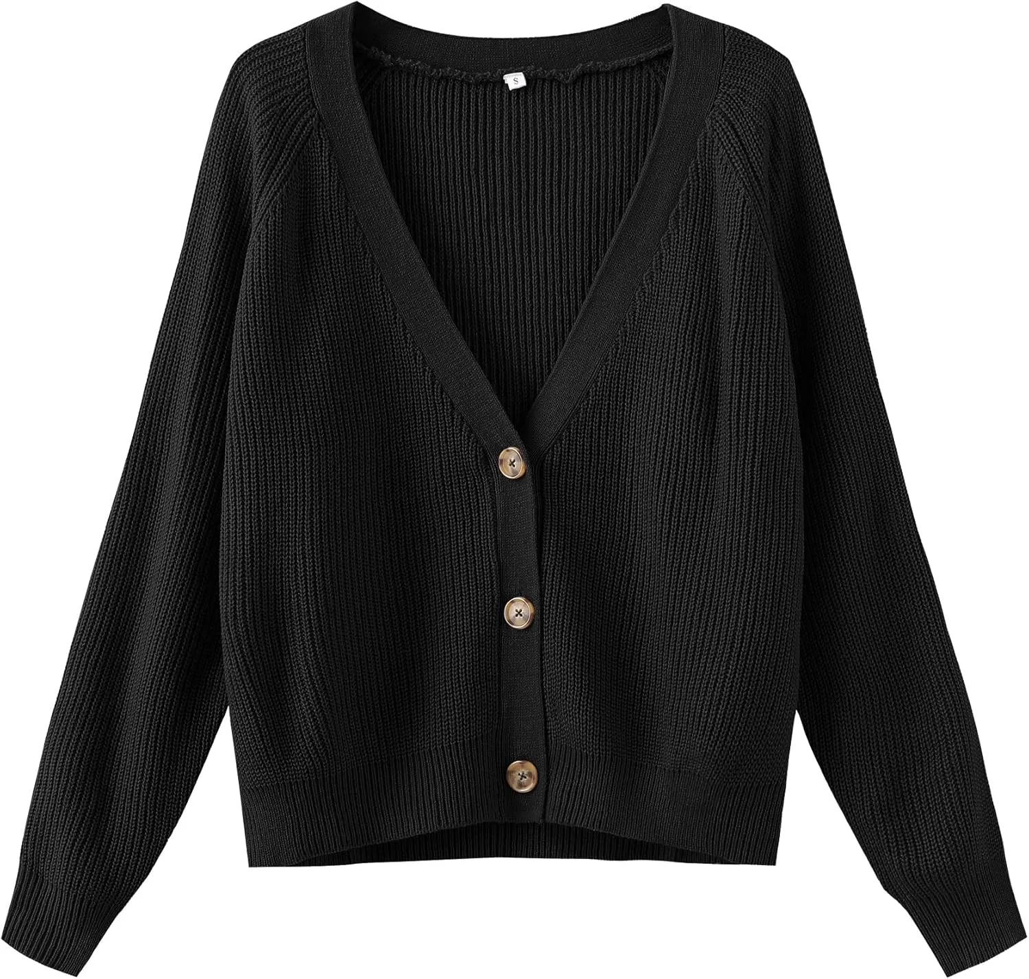 TASAMO Women's Long Sleeve Knit Sweater Open Front Cardigan Button Loose Outerwear