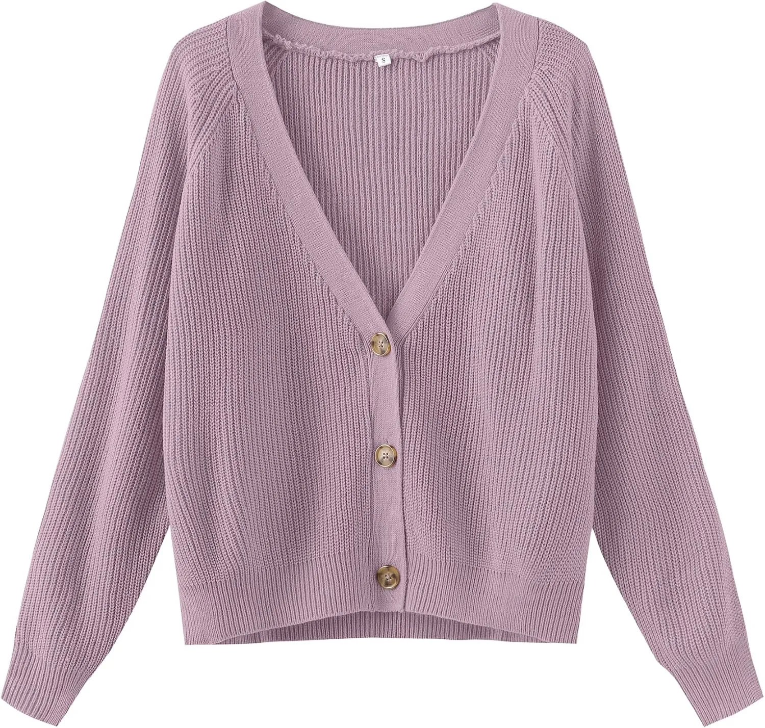TASAMO Women's Long Sleeve Knit Sweater Open Front Cardigan Button Loose Outerwear