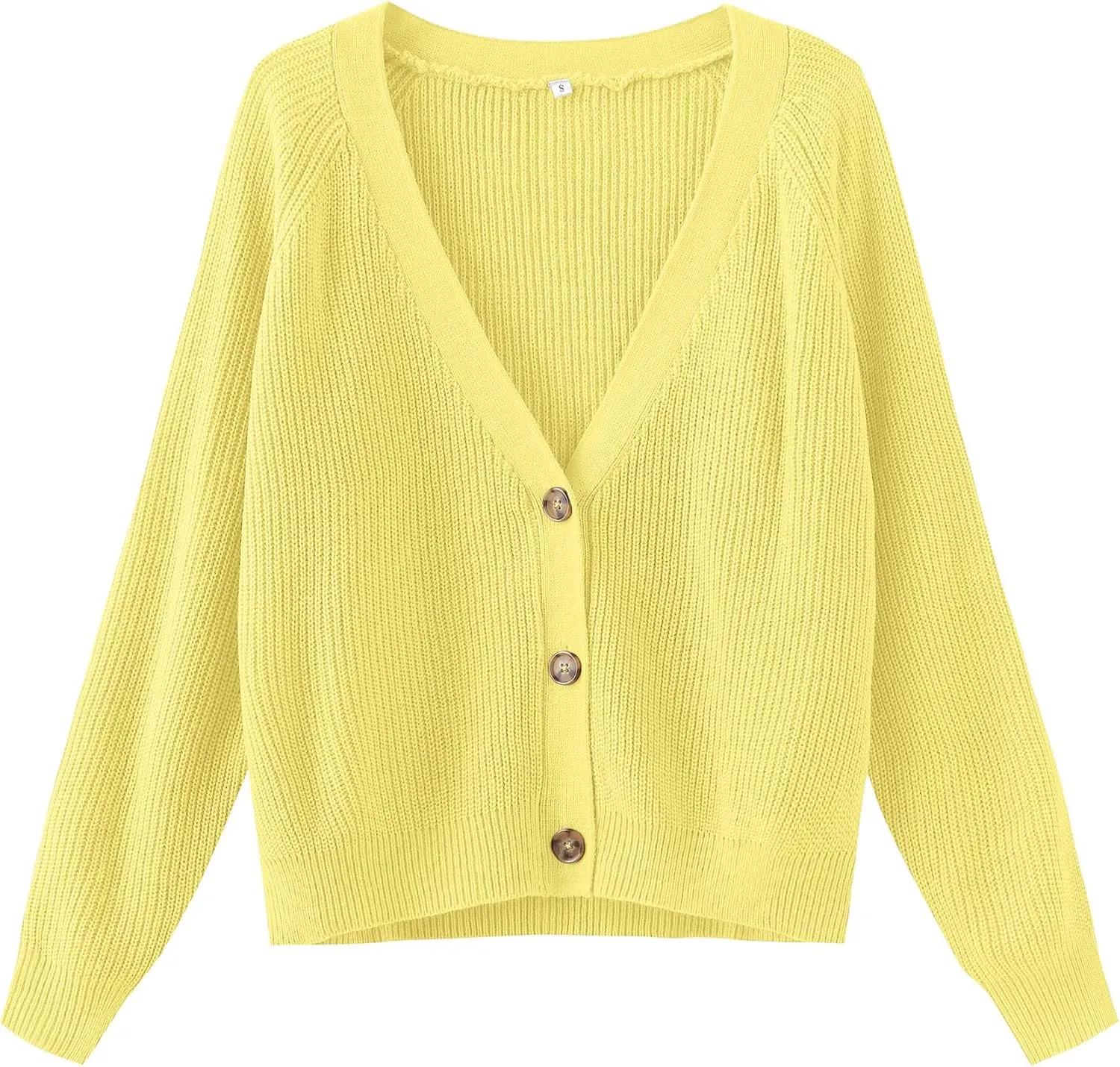 TASAMO Women's Long Sleeve Knit Sweater Open Front Cardigan Button Loose Outerwear
