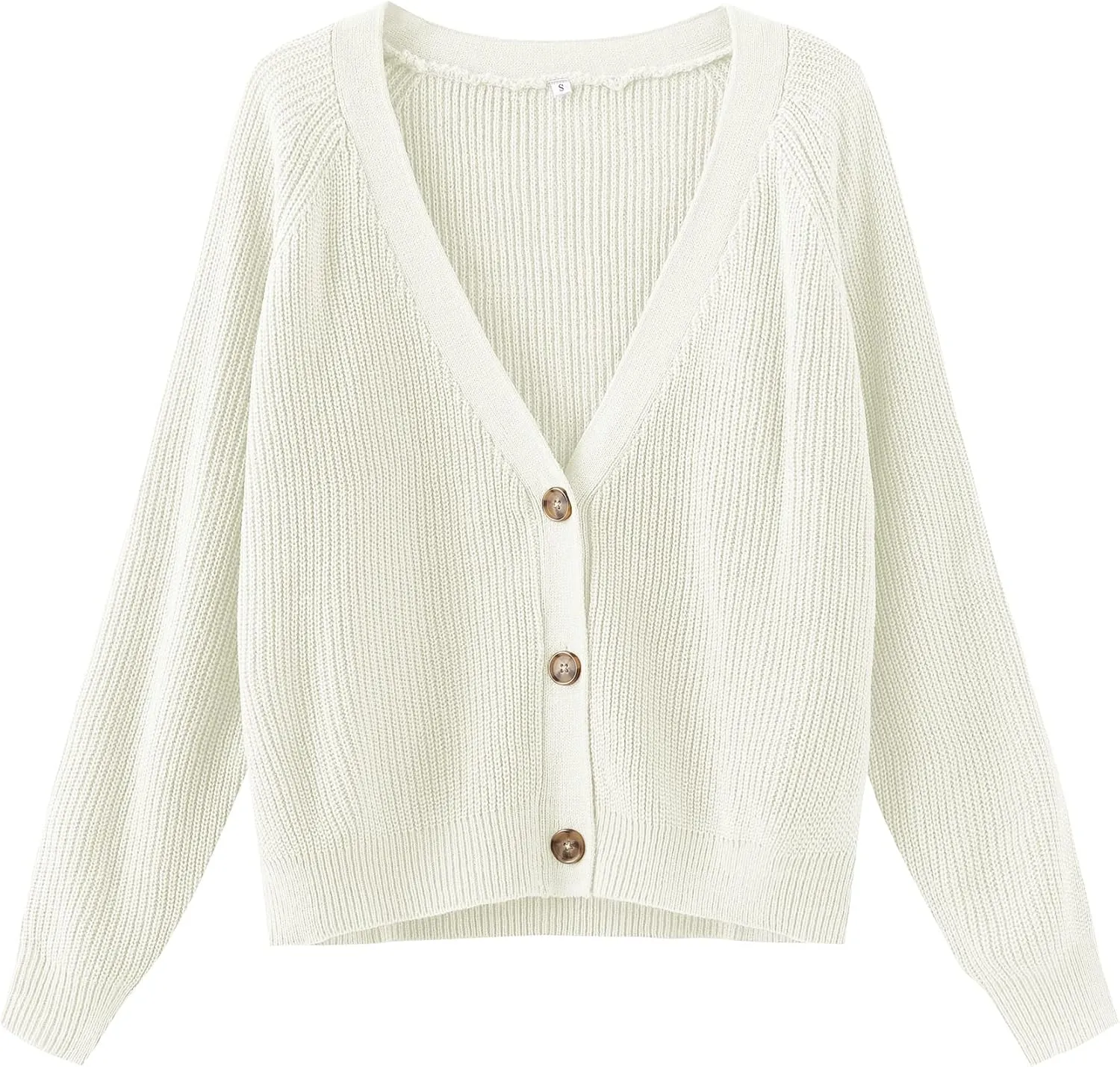 TASAMO Women's Long Sleeve Knit Sweater Open Front Cardigan Button Loose Outerwear