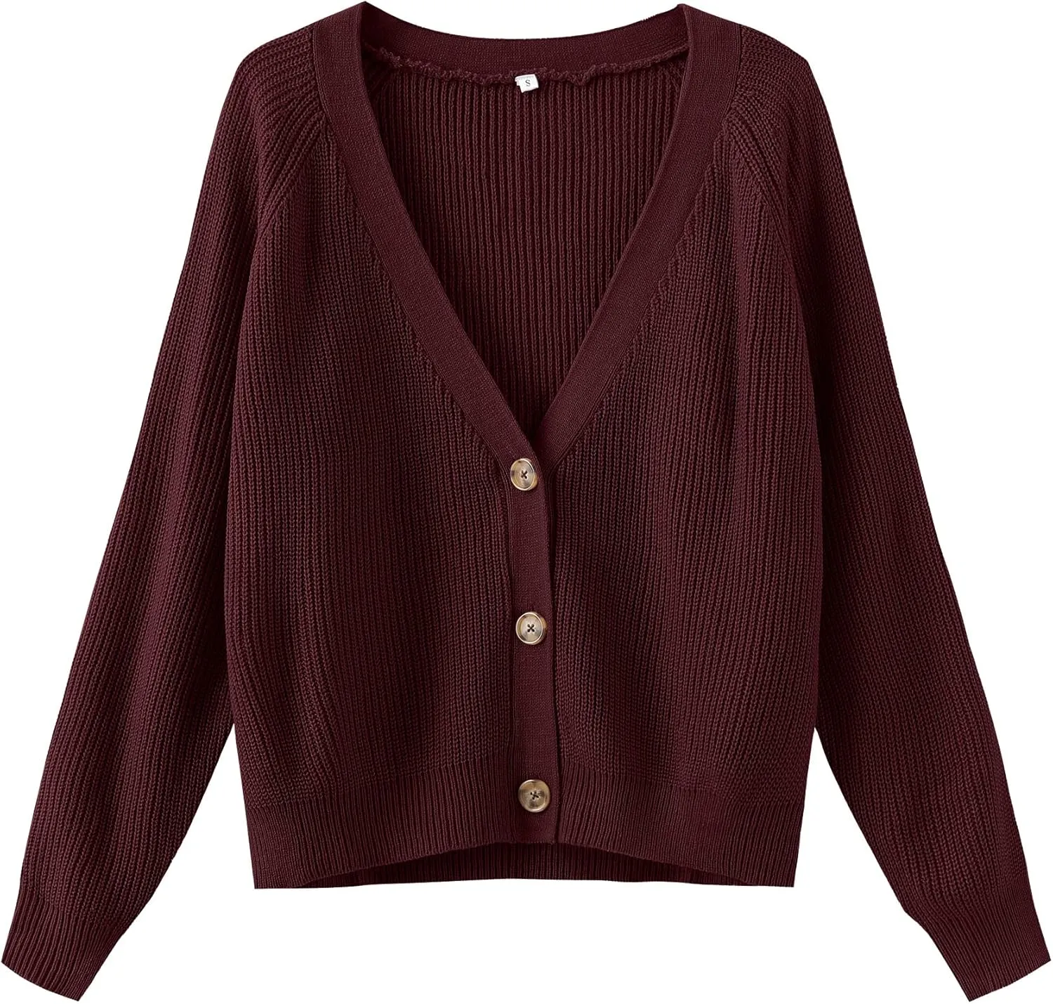 TASAMO Women's Long Sleeve Knit Sweater Open Front Cardigan Button Loose Outerwear