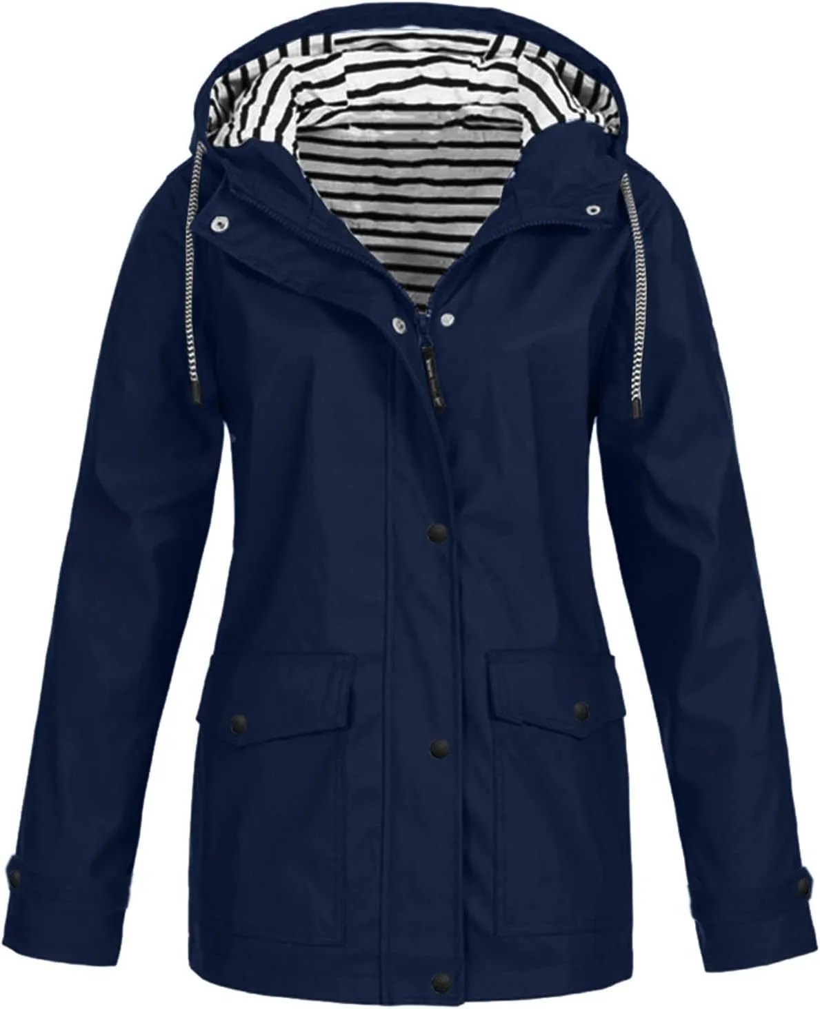 Tcremisa Women's Raincoats Waterproof Rain Jacket Lightweight Active Outdoor Hooded Trench Coats Zip Up Windbreaker