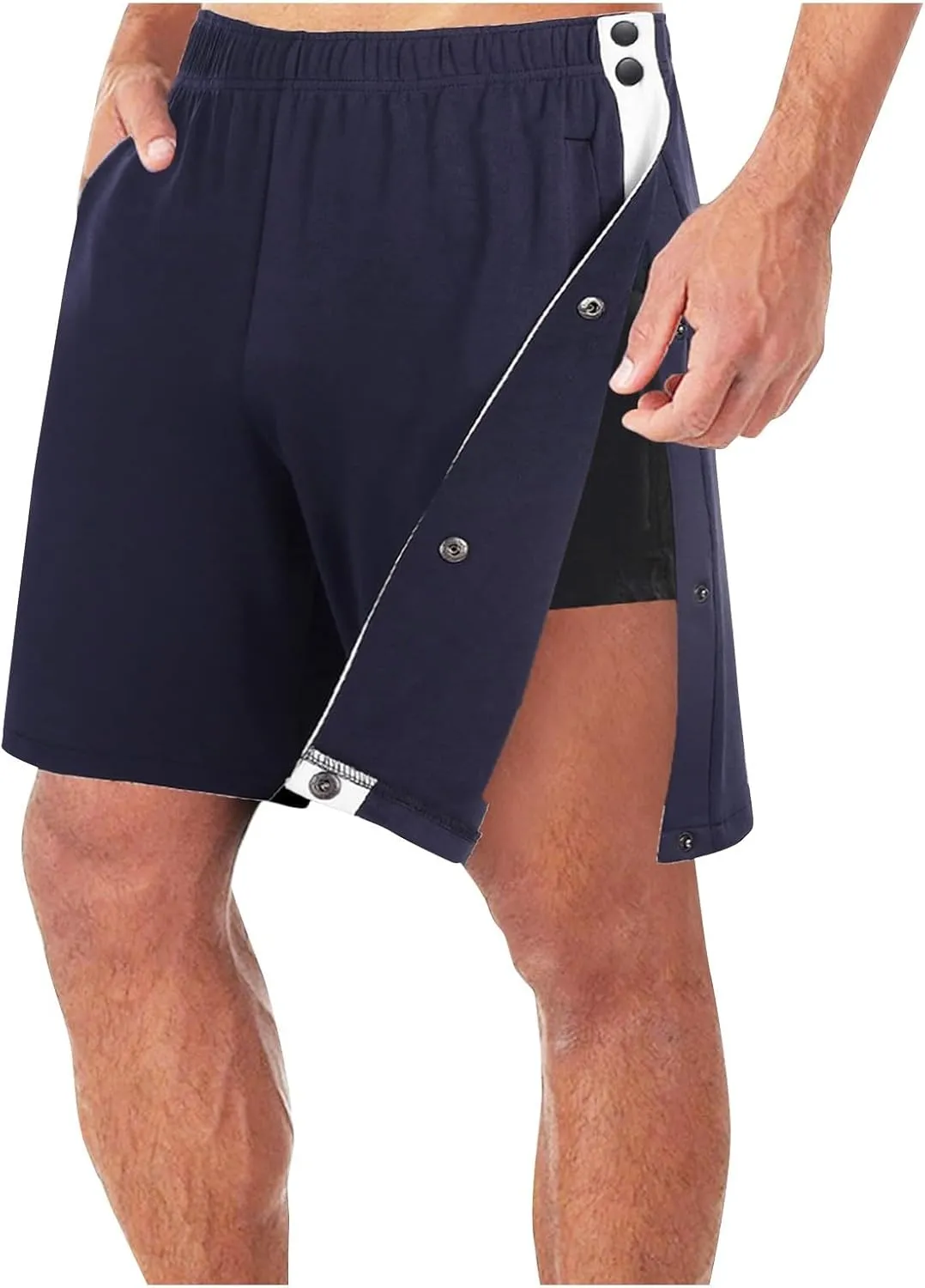 Tear Away Shorts for Men Side Snap Athletic Breakaway Shorts Post Surgery Adaptive Clothing Recovery Shorts