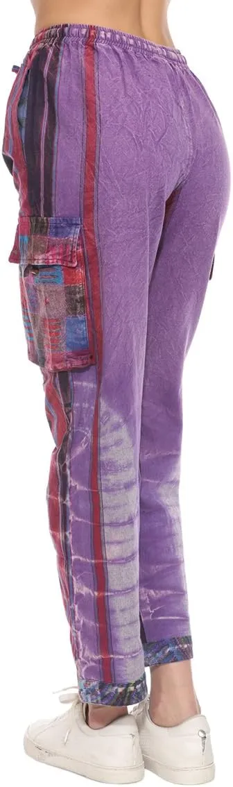 THE COLLECTION ROYAL Unisex Hippie Stonewashed Bohemian Casual Rave Festival Harem Drawstring Boho Trouser Pants