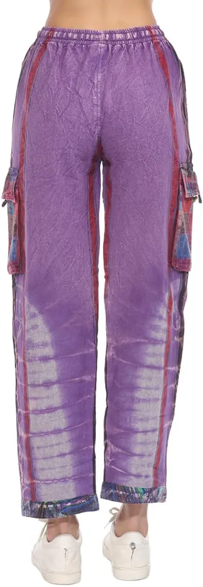 THE COLLECTION ROYAL Unisex Hippie Stonewashed Bohemian Casual Rave Festival Harem Drawstring Boho Trouser Pants