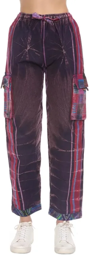 THE COLLECTION ROYAL Unisex Hippie Stonewashed Bohemian Casual Rave Festival Harem Drawstring Boho Trouser Pants
