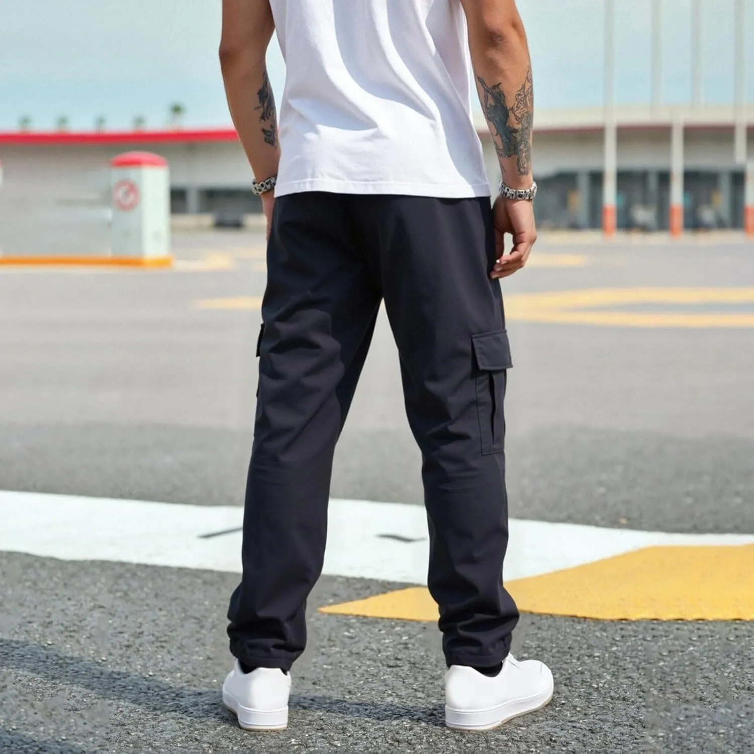 Thick Cotton Pants for Men Stretchable, Regular Fit Cargo Work Pants for Men Workout Casual Long Trousers