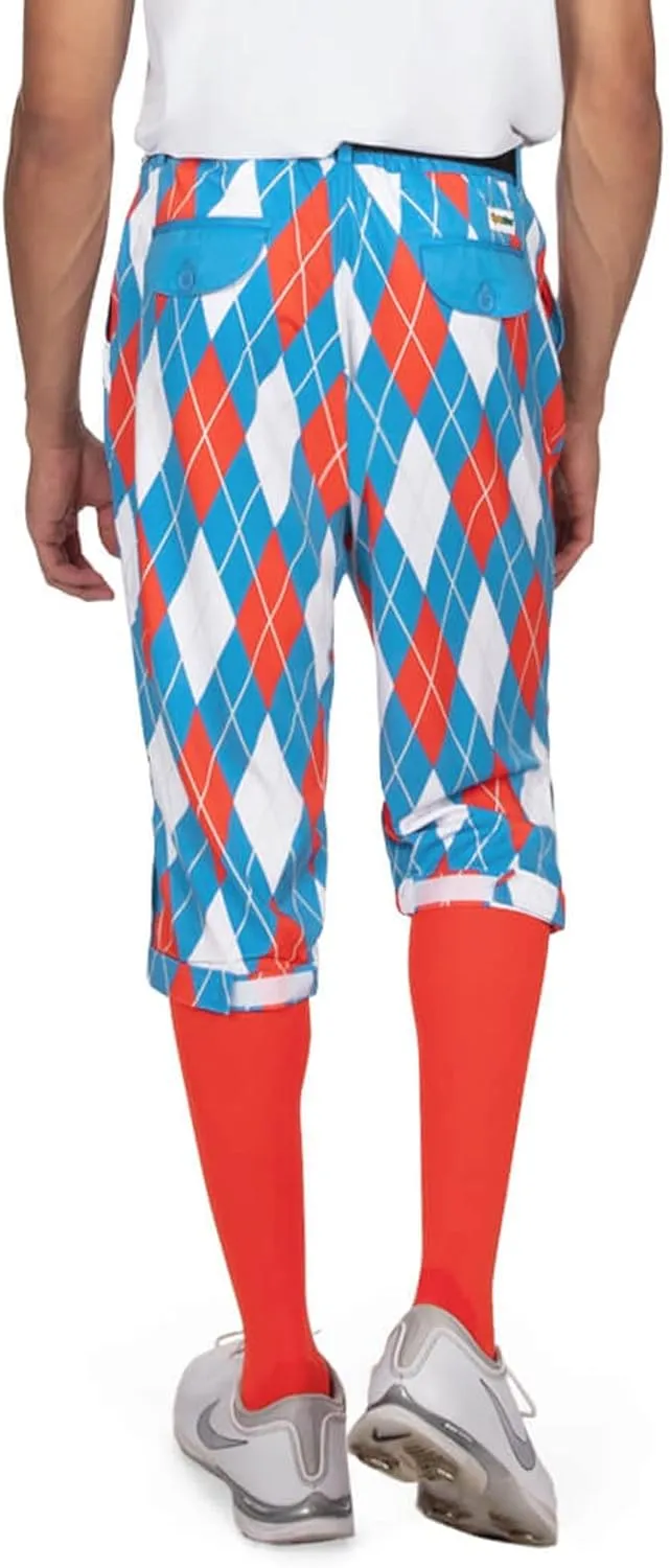 Tipsy Elves Golf Knickers for Men - Included Matching Socks - Athletic Fit Mens Pants with Game Changing Designs