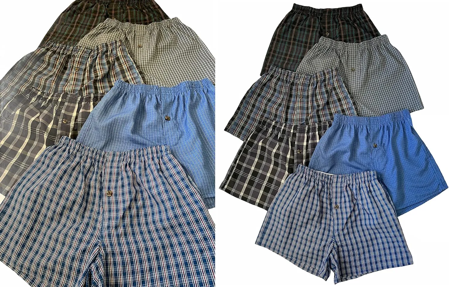 ToBeInStyle Boys' Pack of 3 or 6 Cotton-Blend Tartan Patterned Boxer Shorts