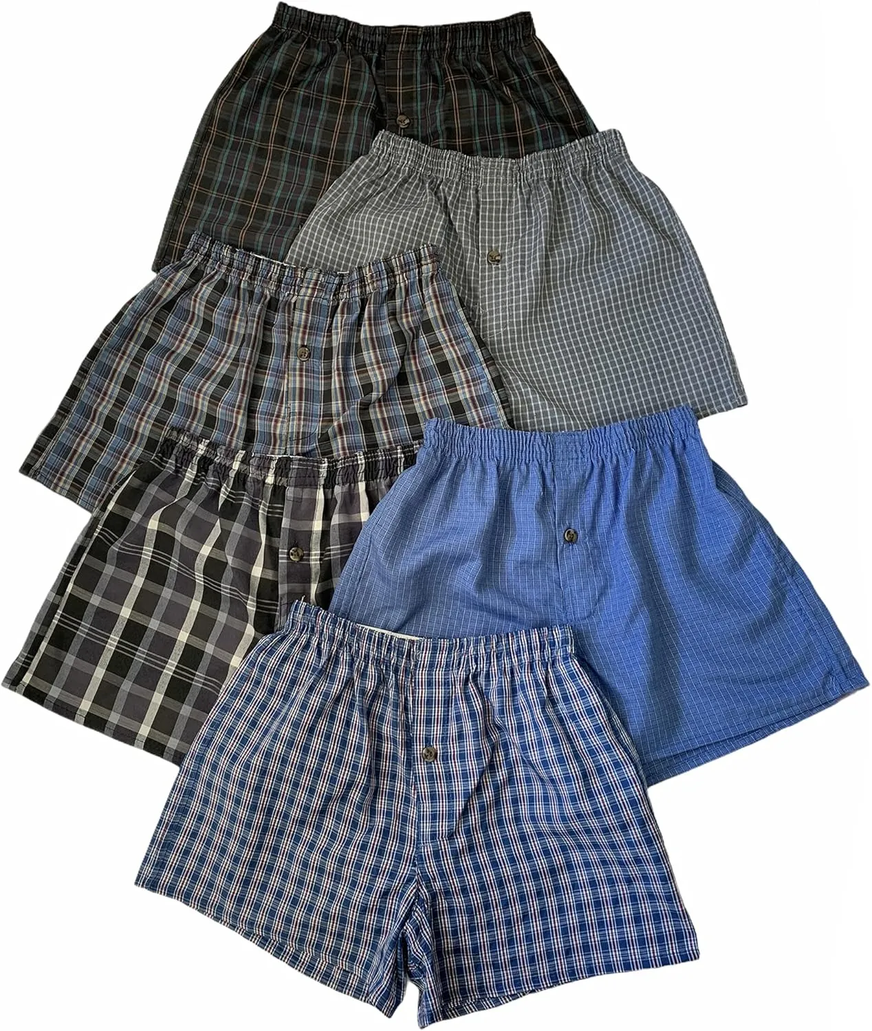 ToBeInStyle Boys' Pack of 3 or 6 Cotton-Blend Tartan Patterned Boxer Shorts