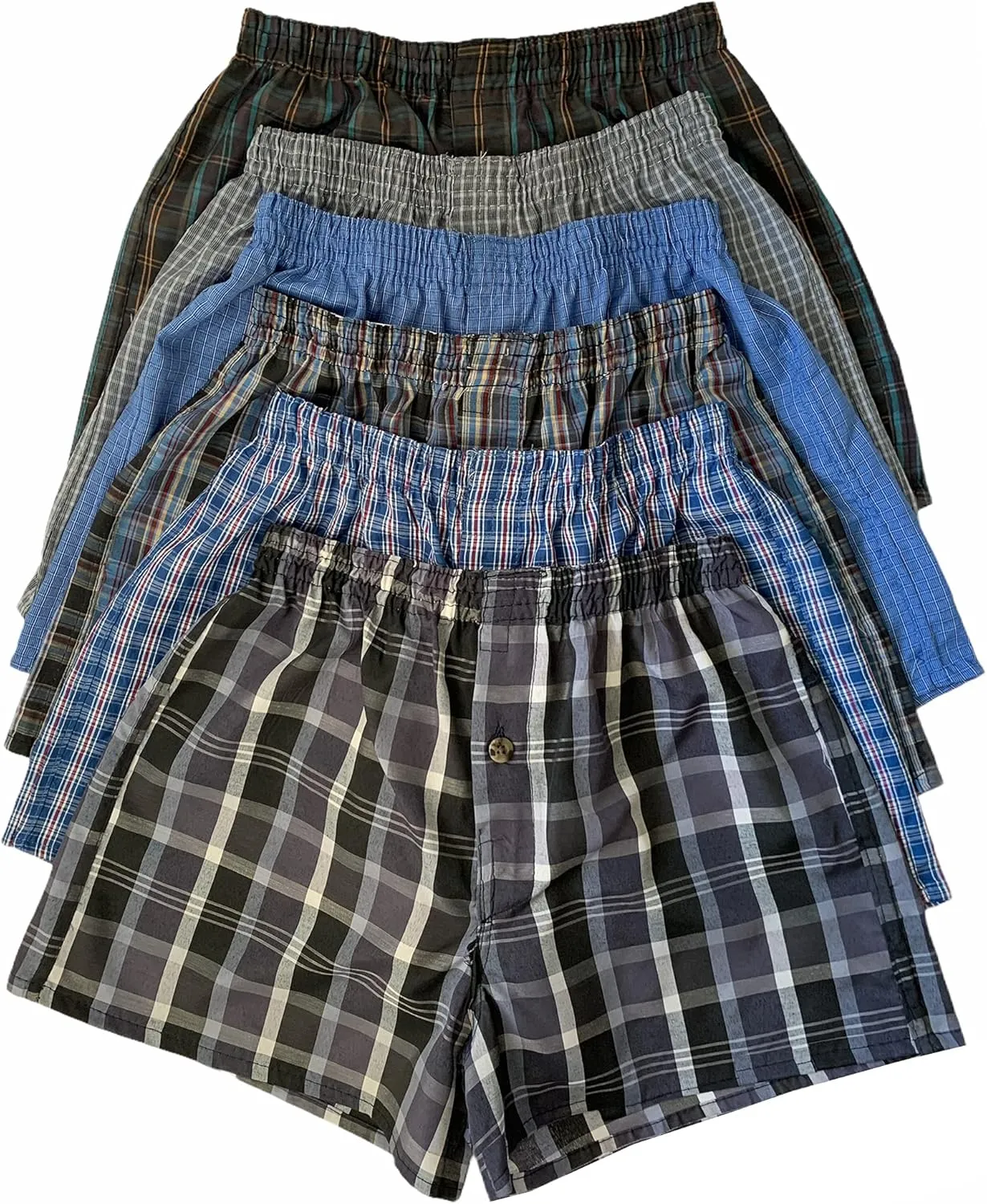 ToBeInStyle Boys' Pack of 3 or 6 Cotton-Blend Tartan Patterned Boxer Shorts