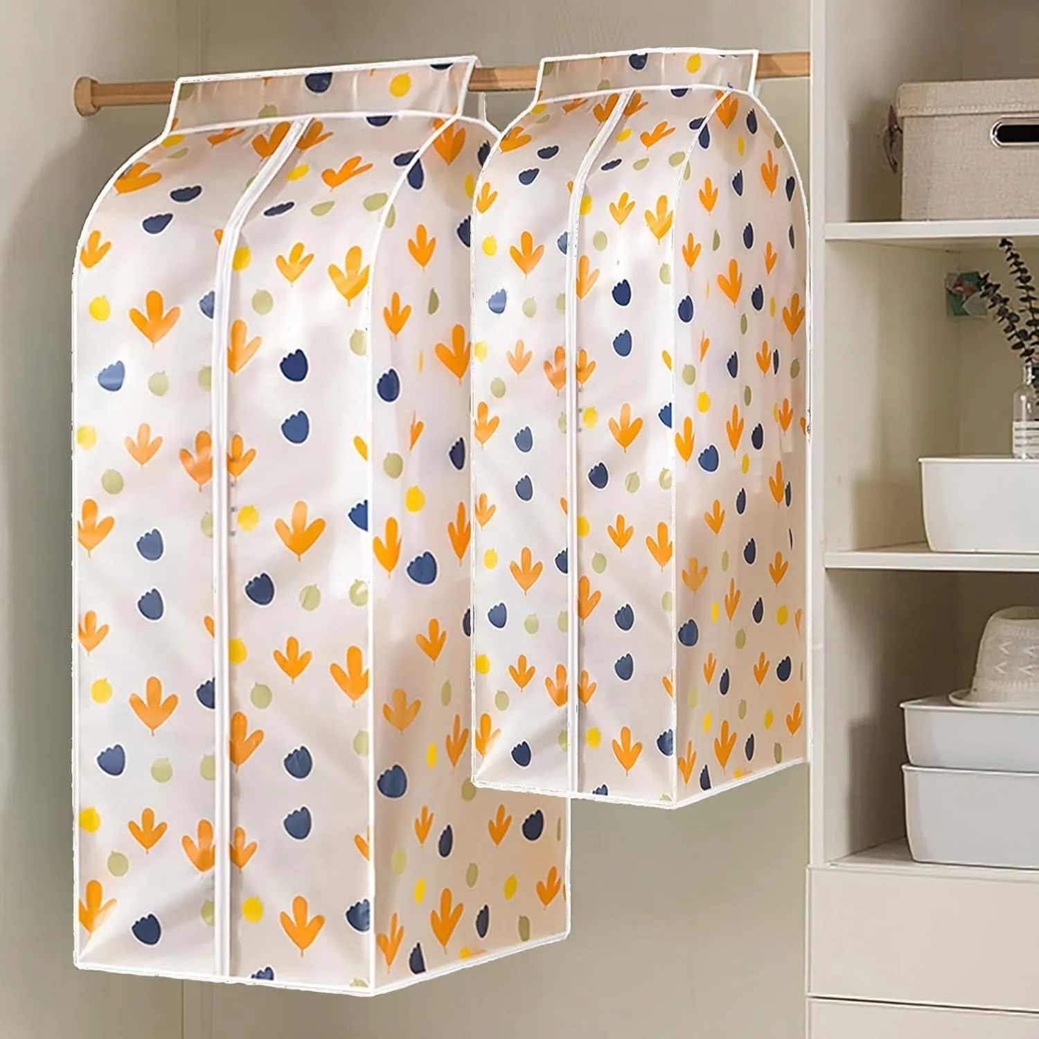 Translucent Garment Rack Cover, PEVA Garment Bags for Hanging Clothes Cover for Closet Clothes Dresses Suit Coats Storage(50x60x90cm/20x24x35in)