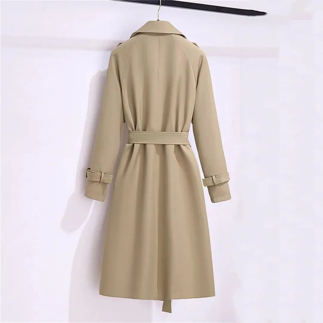 Trench Coat For Women Double Breasted Coats And Jackets Winter Tie Waist Long Coat
