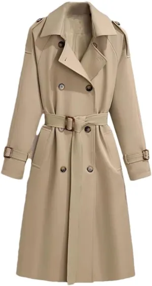 Trench Coat For Women Double Breasted Coats And Jackets Winter Tie Waist Long Coat