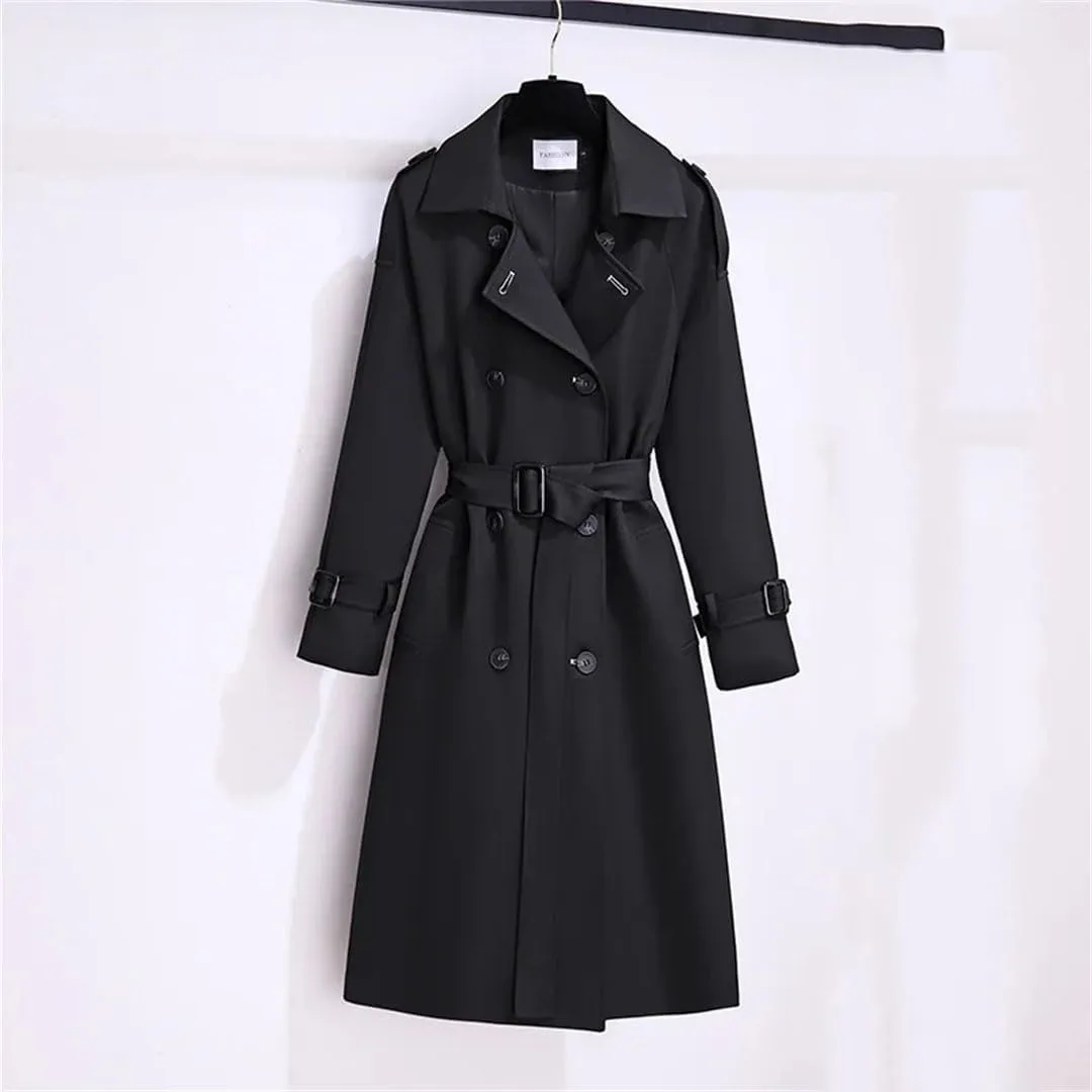 Trench Coat For Women Double Breasted Coats And Jackets Winter Tie Waist Long Coat