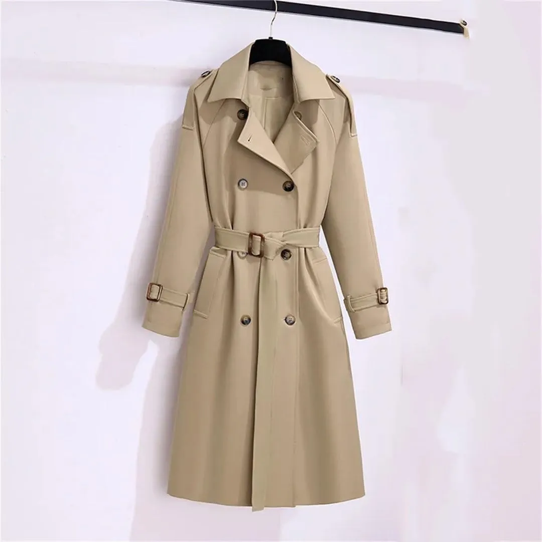 Trench Coat For Women Double Breasted Coats And Jackets Winter Tie Waist Long Coat