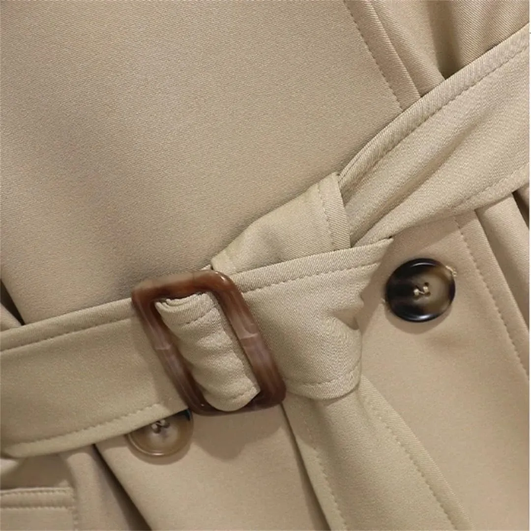 Trench Coat For Women Double Breasted Coats And Jackets Winter Tie Waist Long Coat