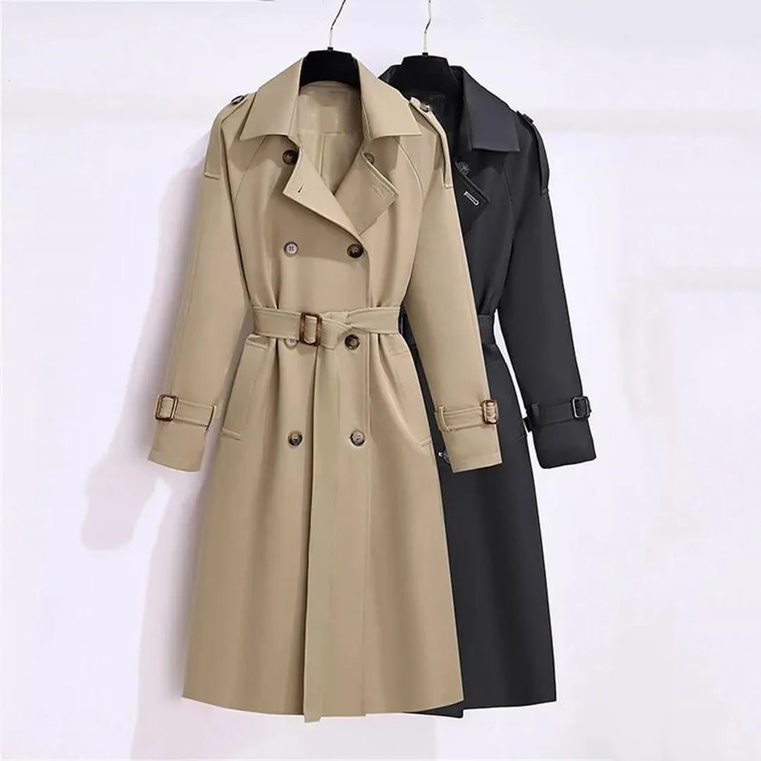 Trench Coat For Women Double Breasted Coats And Jackets Winter Tie Waist Long Coat