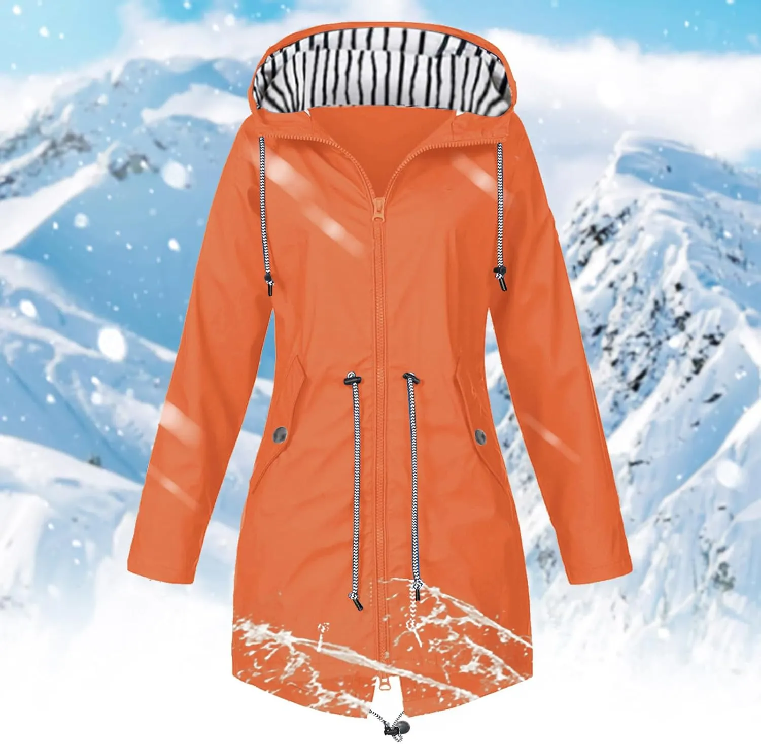 Trench Coat for Women Fall Zip up Lightweight Waist Adjustable Long Windbreakers Versatile Outdoor Trench Jackets