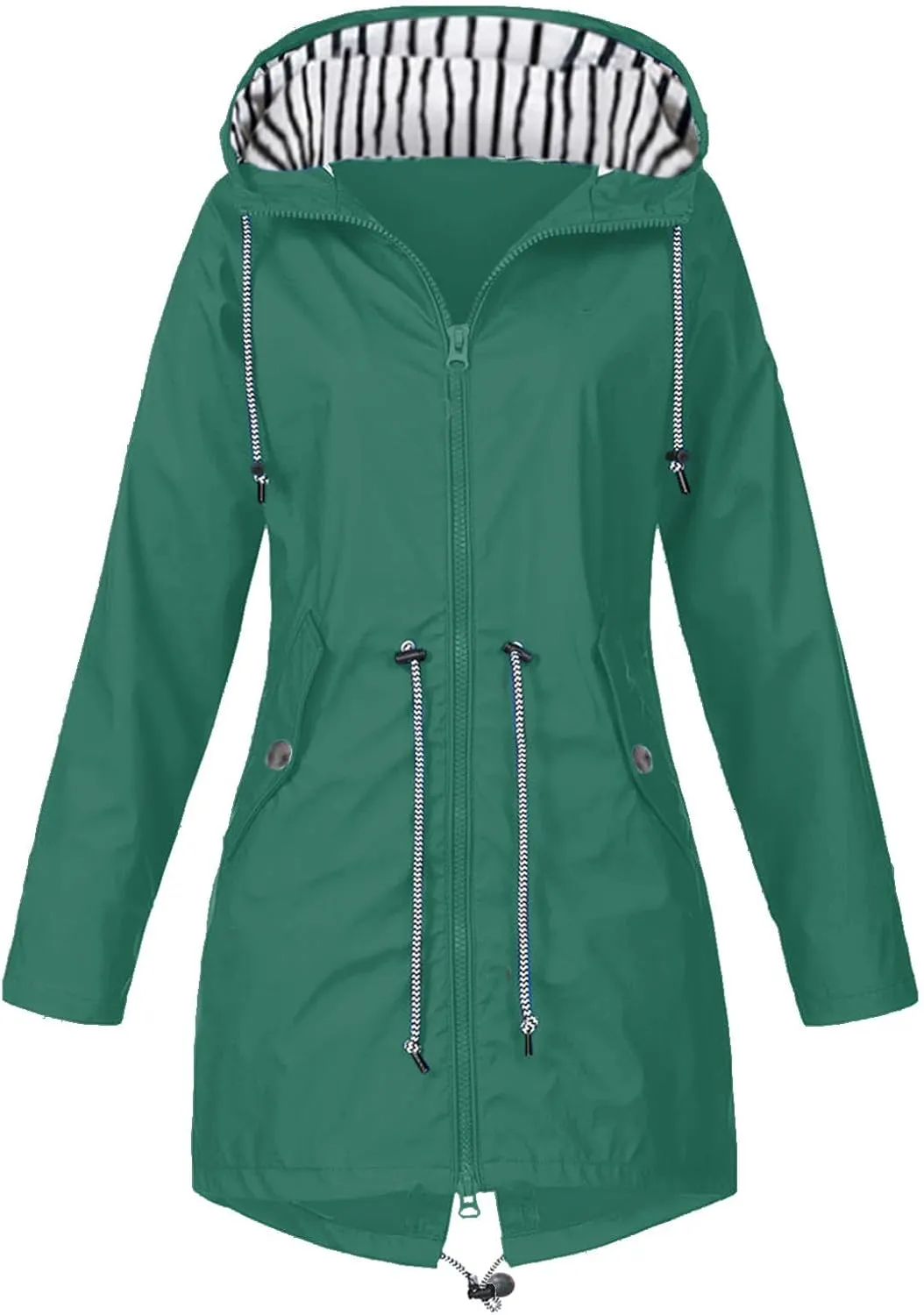 Trench Coat for Women Fall Zip up Lightweight Waist Adjustable Long Windbreakers Versatile Outdoor Trench Jackets