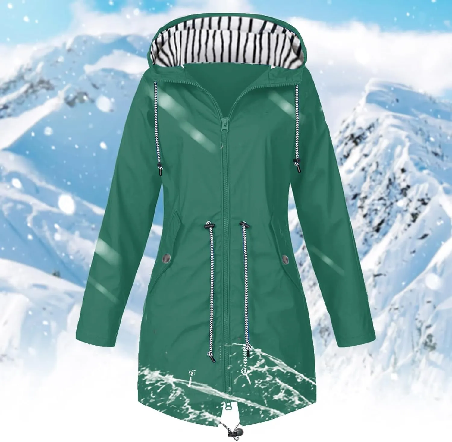 Trench Coat for Women Fall Zip up Lightweight Waist Adjustable Long Windbreakers Versatile Outdoor Trench Jackets