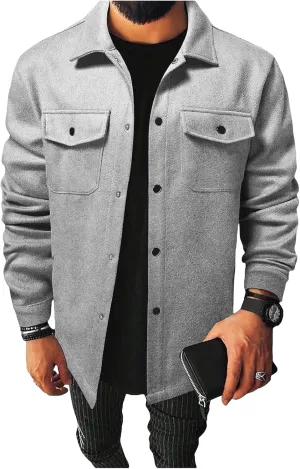 Trench Coat Men Fleece Mid Length Casual Jackets Button Down Plus Size Solid Outwears Fall Winter Windproof Outfits