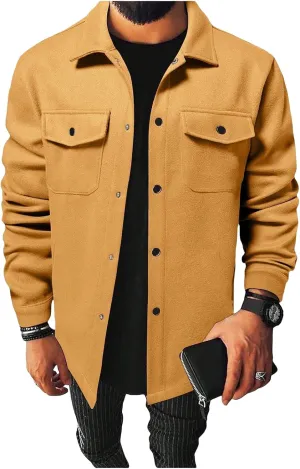 Trench Coat Men Fleece Mid Length Casual Jackets Button Down Plus Size Solid Outwears Fall Winter Windproof Outfits