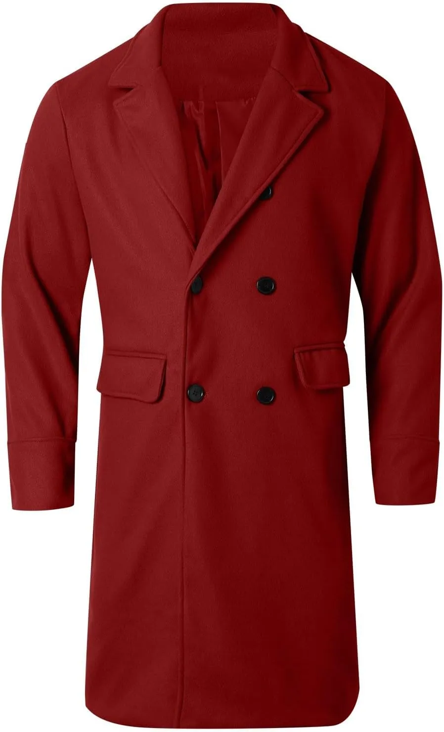 Trench Coat Men Slim Fit Notch Lapel Double Breasted Top Coat Winter Warm Cotton Business Long Jacket Overcoat