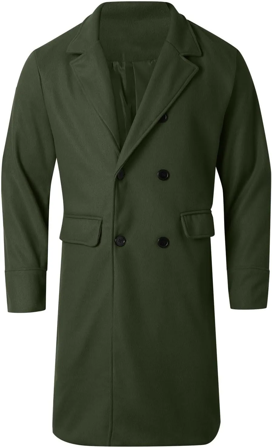 Trench Coat Men Slim Fit Notch Lapel Double Breasted Top Coat Winter Warm Cotton Business Long Jacket Overcoat
