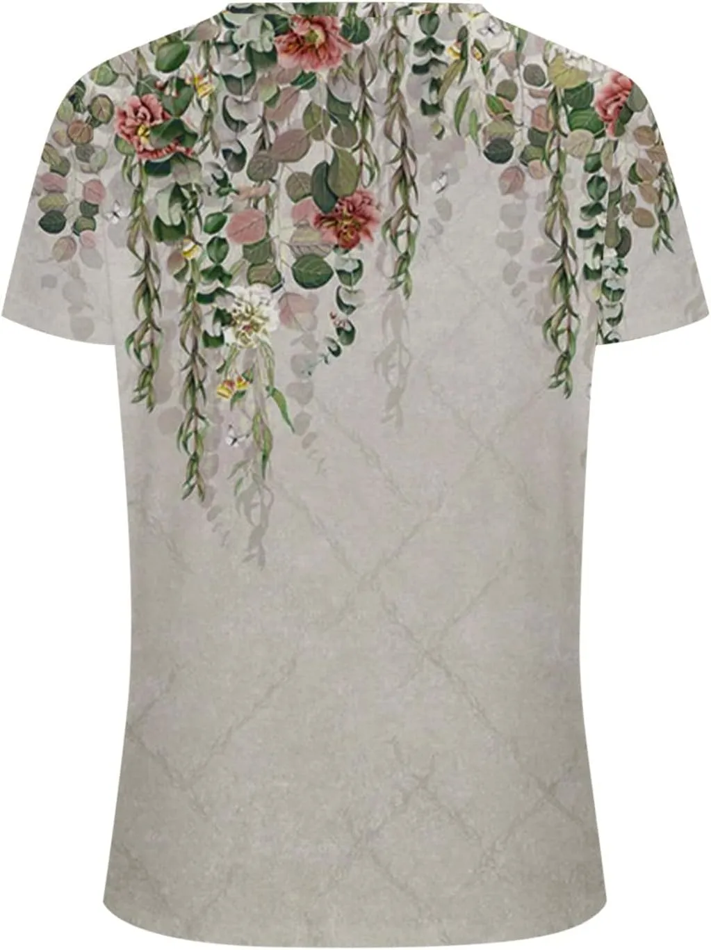 Trendy Tops for Women 2024 Cute Boho Floral Print Summer Shirts Casual Short Sleeve Graphic Tshirt Petite Blouse