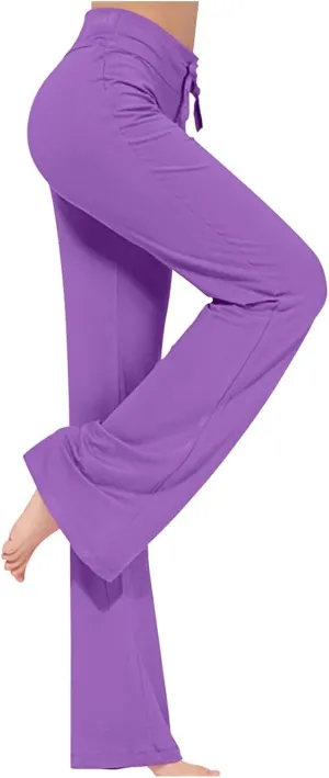 Trouser Style Yoga Pants for Women Drawstring High Waisted Straight Leg Yoga Pants Loose Comfy Modal Lounge Pants
