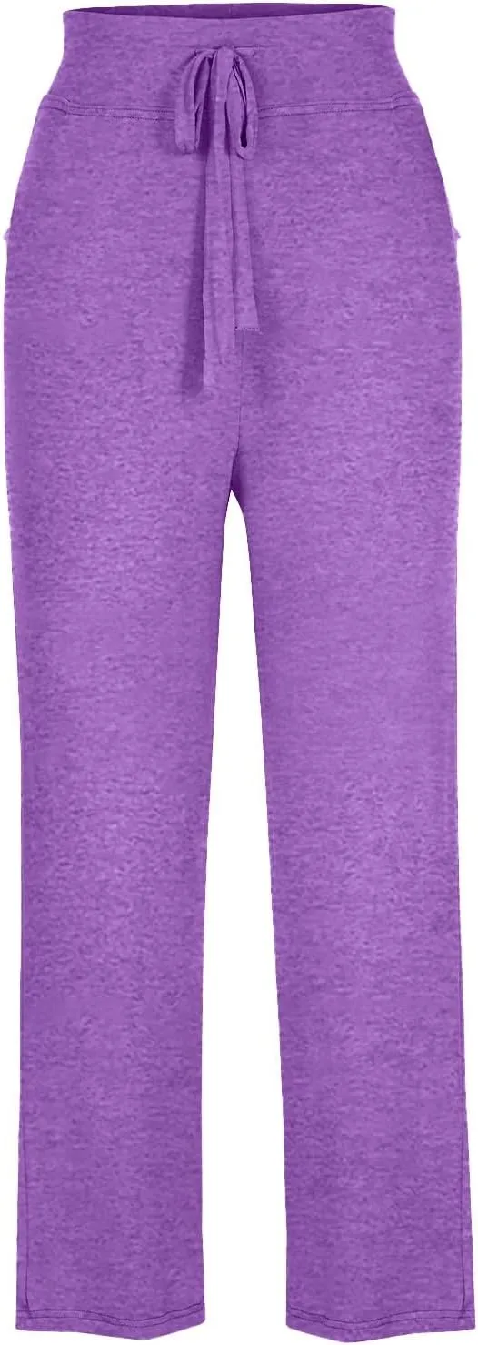 Trouser Style Yoga Pants for Women Drawstring High Waisted Straight Leg Yoga Pants Loose Comfy Modal Lounge Pants