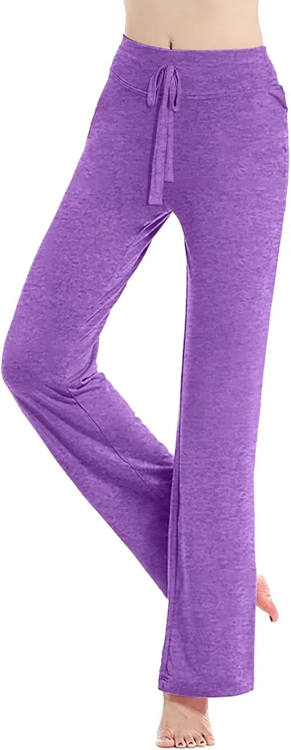 Trouser Style Yoga Pants for Women Drawstring High Waisted Straight Leg Yoga Pants Loose Comfy Modal Lounge Pants