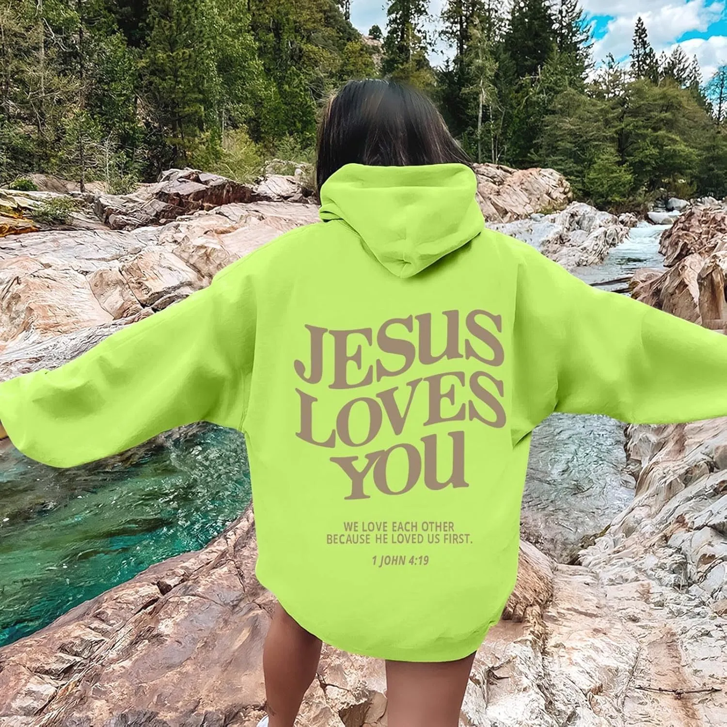 Trust in The Lord Christian Bible Verse Hoodie Jesus Saves Faith Sweatshirt Loose Pullover Harajuku Streetwear