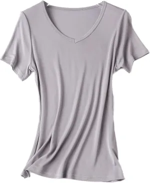 TulipSilk Women's Silk T-Shirt Luxury Short Tops